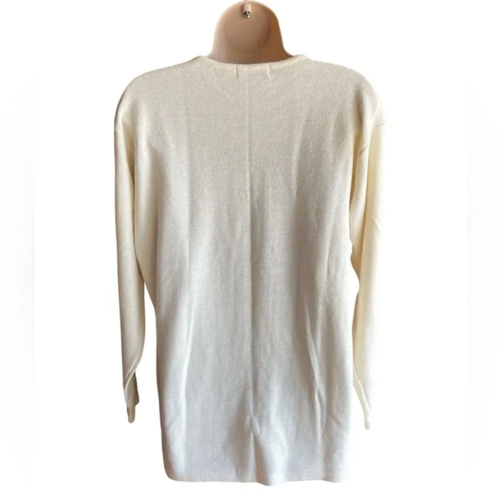 Liz Claiborne- Unisex Creme background acrylic wool blend pullover longsleeve